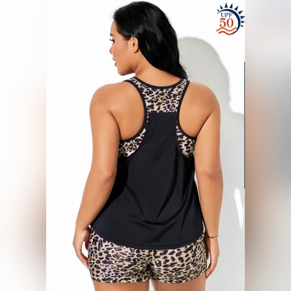 Leopard Print Racerback Tankini Top (Only) - Picture 2 of 8